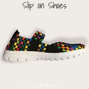 Bundle Sale 3 for $15 | Rainbow & Black Braided Shoes - Size 6